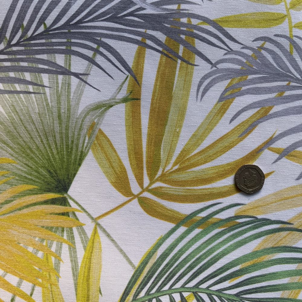 Palm Leaves Extra Wide Oilcloth in Yellow